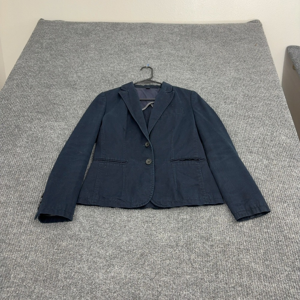 Banana Republic Blazer Women 6P Navy Blue Cotton Two Button Classic Professional